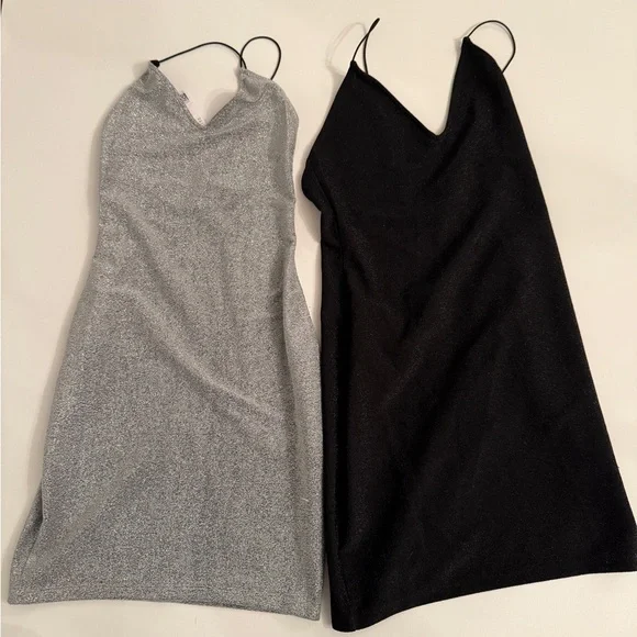 H&M Dress Metallic Bodycon Mini Dress Bundle BOGO Silver XS + Black S - Picture 8 of 8
